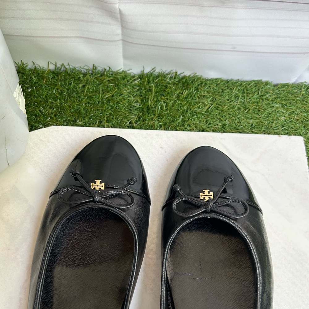 Tory Burch Black Leather Ballet Flats CAP-TOE BALLET size 11 gently used - Picture 11 of 15